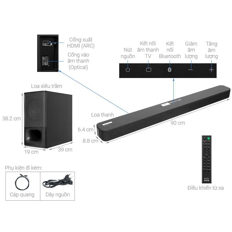 Loa thanh soundbar Sony HT-S350 Công suất 320W Chính hãng bảo hành 12 tháng