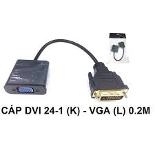 Cáp Chuyển DVI Sang VGA -- DVI-D 24+1 Đực Sang VGA Cái 20cm -Có IC Tích Hợp trong Dây Dvi-  Hàng Loại Tốt