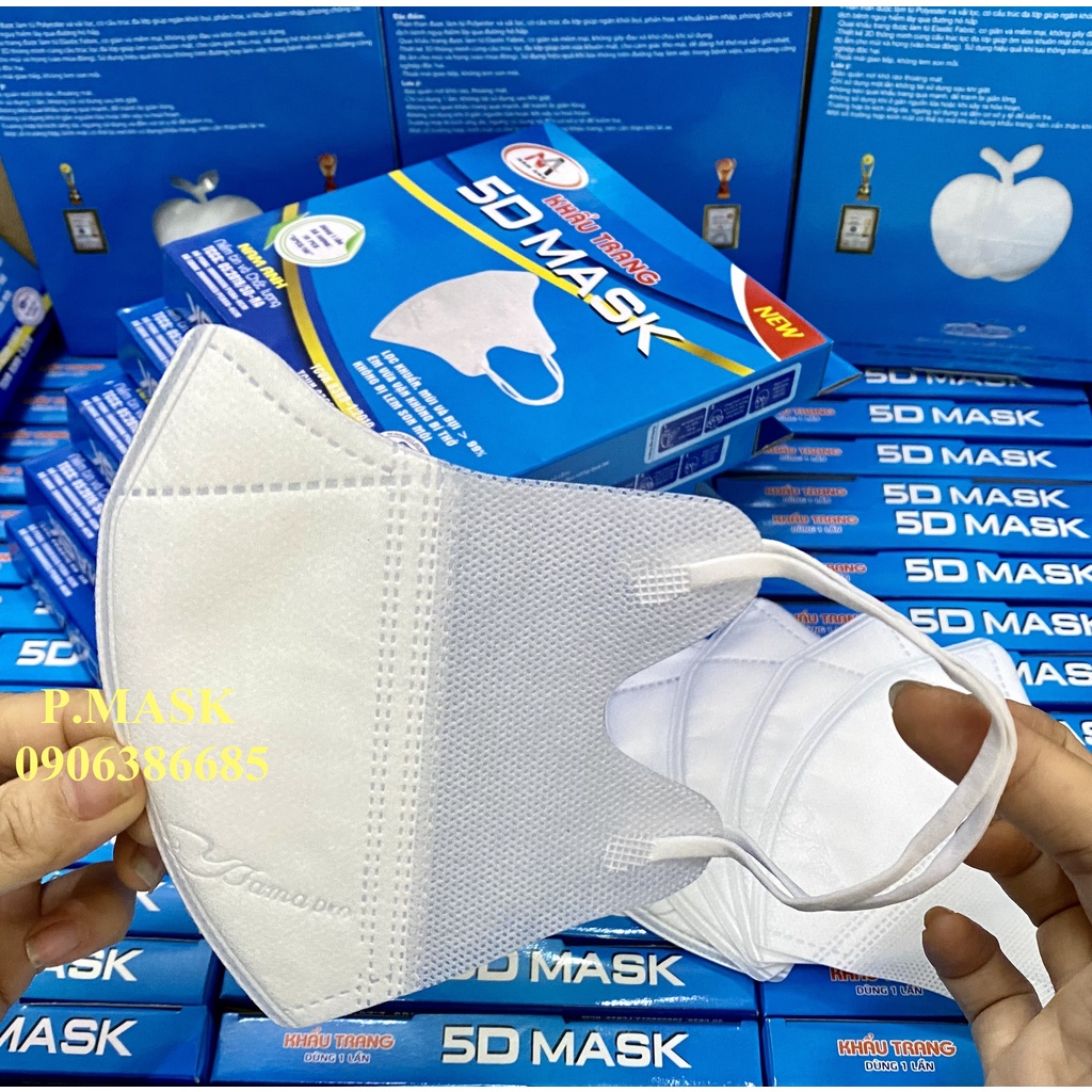Combo 100 hộp khẩu trang 5D FAMAPRO thiết kế 3D Mask kháng khuẩn 10 cái/ hộp 3 lớp