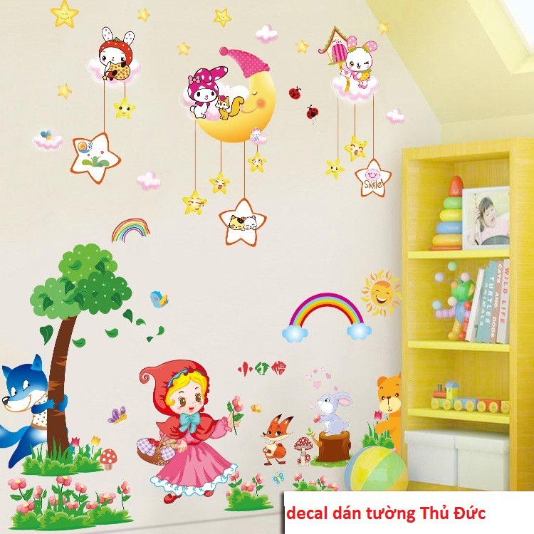decal dán tường combo cho bé
