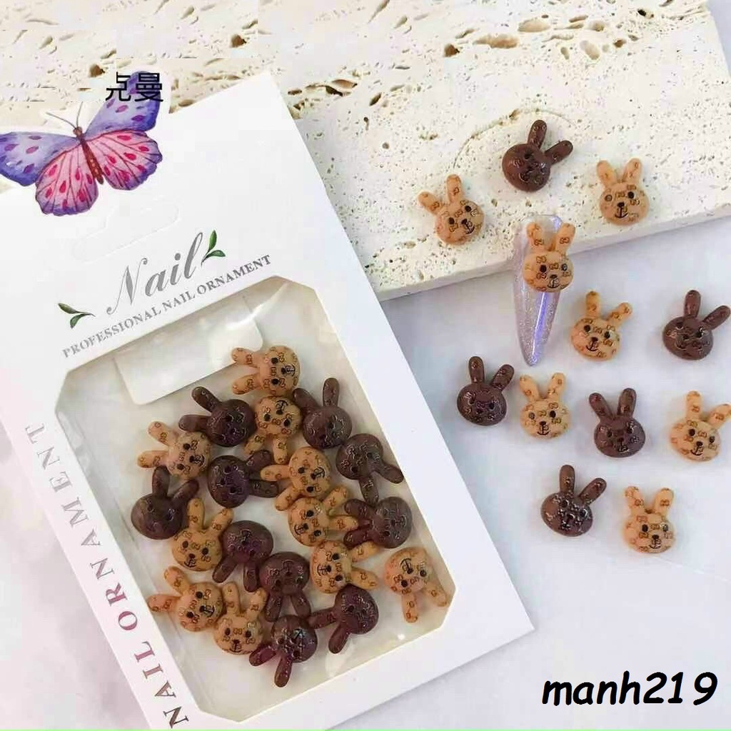 Charm gấu thỏ trang trí nail móng giả - manh219