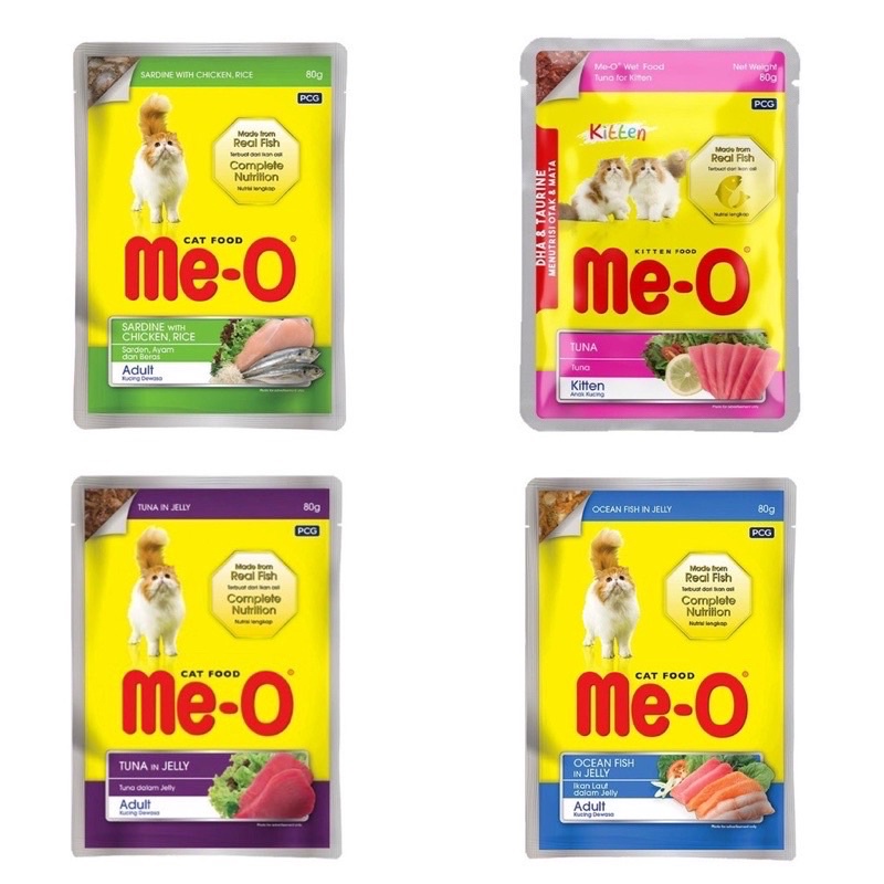 Pate cho mèo Me-O gói 80gr Jelly nhiều vị
