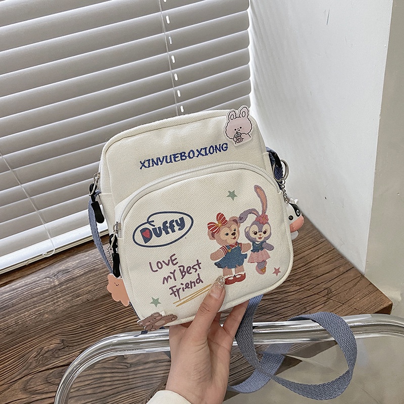 Túi Đeo Vai Bằng Vải Canvas Hình Vuông In Họa Tiết Động Vật Phong Cách Mới Cho Nữ