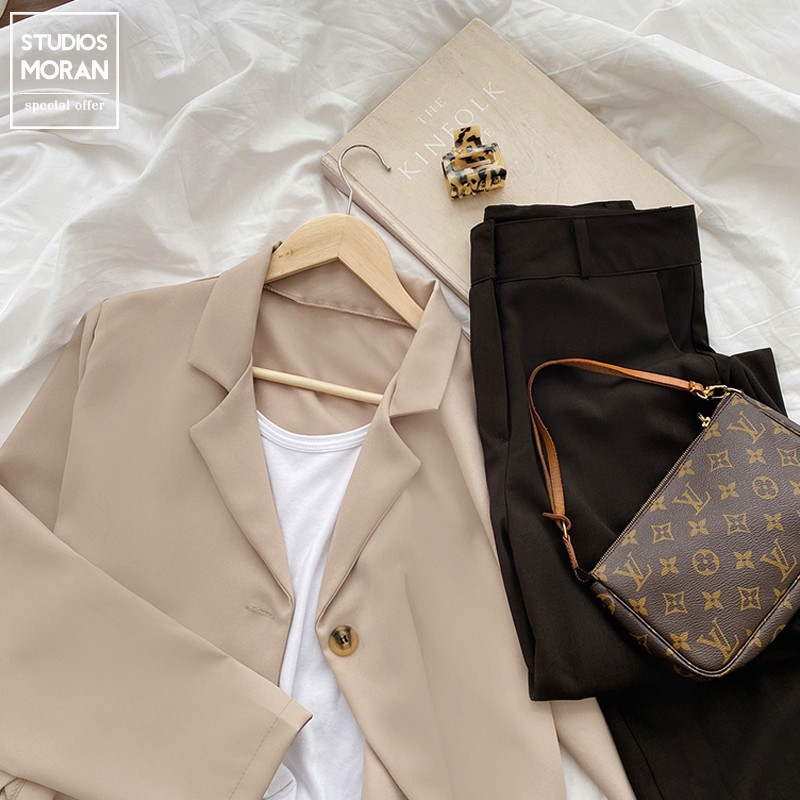 (ORDER) Áo khoác Blazer MORAN cổ V dáng ngắn nhỏ gọn đơn giản trẻ trung Hàn Quốc nhẹ nhàng | BigBuy360 - bigbuy360.vn