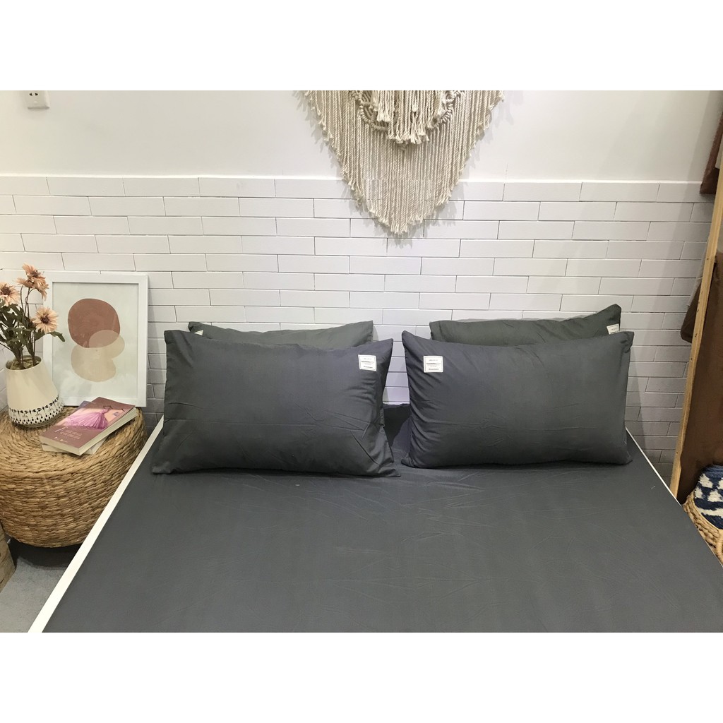 Bộ ga vỏ gối cotton tici MD.Decor - Bedding trơn màu, drap nhiều kích thước miễn phí may bo chun M4,M6,M8