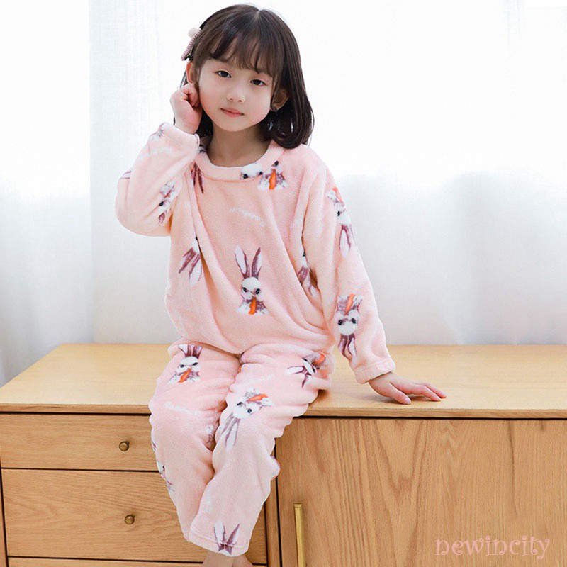 Bộ áo ngủ tay dài + quần dài in hình hoạt hình xinh xắn cho bé