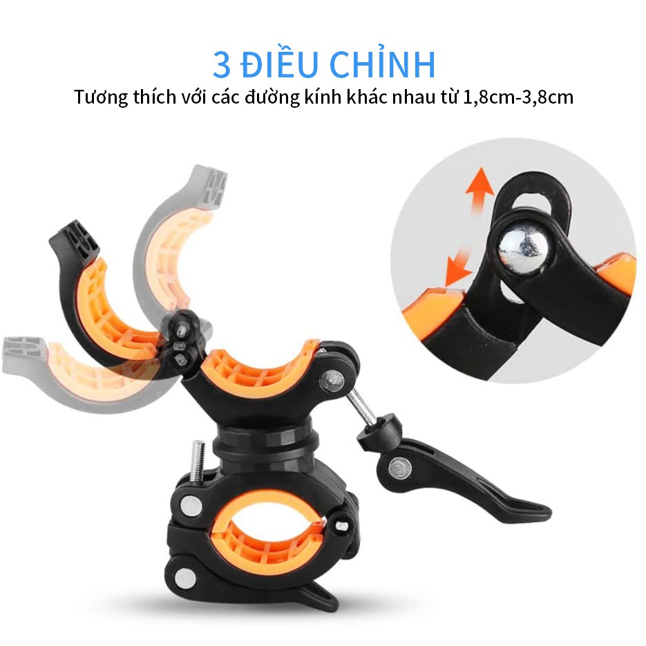 360 degree rotation, convenient bicycle flashlight clamp