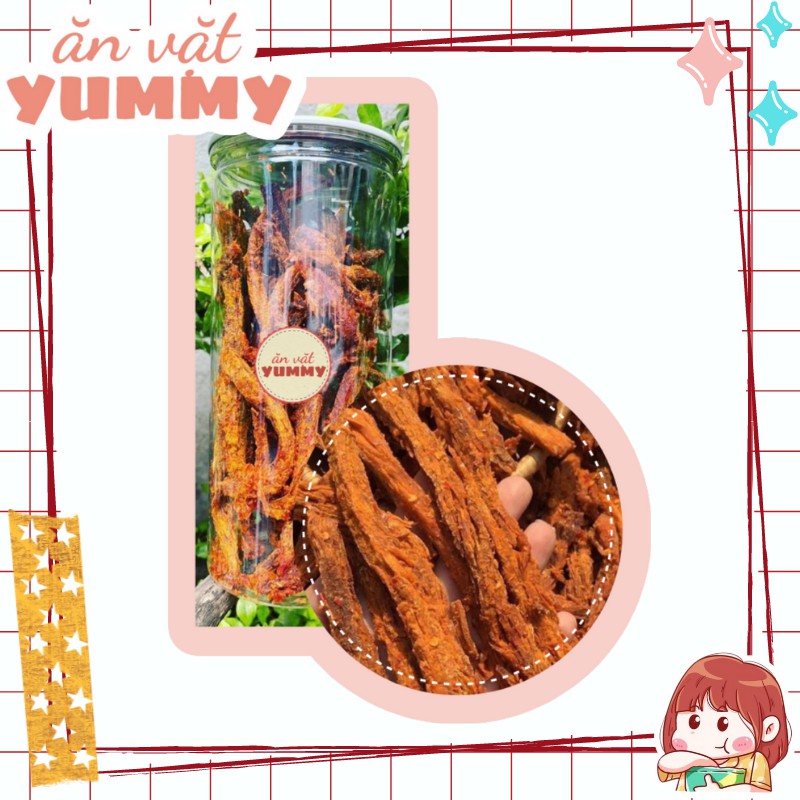 Khô Bò Que 300gr Ăn Vặt Yummy - đồ ăn vặt lon pet vừa ngon vừa rẻ
