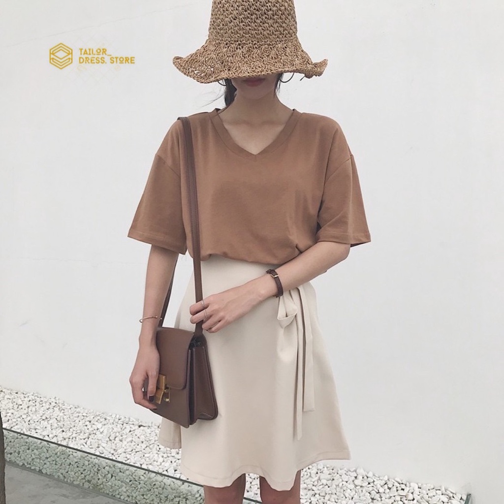 Chân Váy Chữ A Lưng Cao Màu Trơn Đính Nơ Xinh Xắn Kiểu Hàn Quốc CV15 | BigBuy360 - bigbuy360.vn