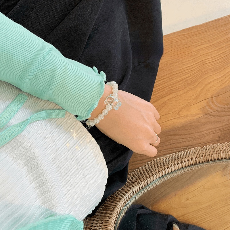 Dây buộc tóc đính hạt pha lê hình gấu dễ thương cho nữ