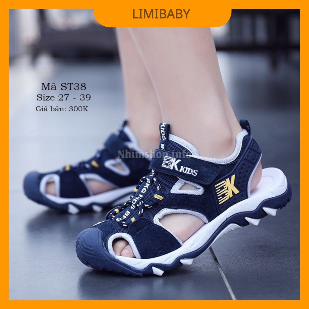 Dép rọ sandal bít mũi bé trai 3 - 12 tuổi đế Eva kháng khuẩn nhanh ráo nước đi học đi biển ST38