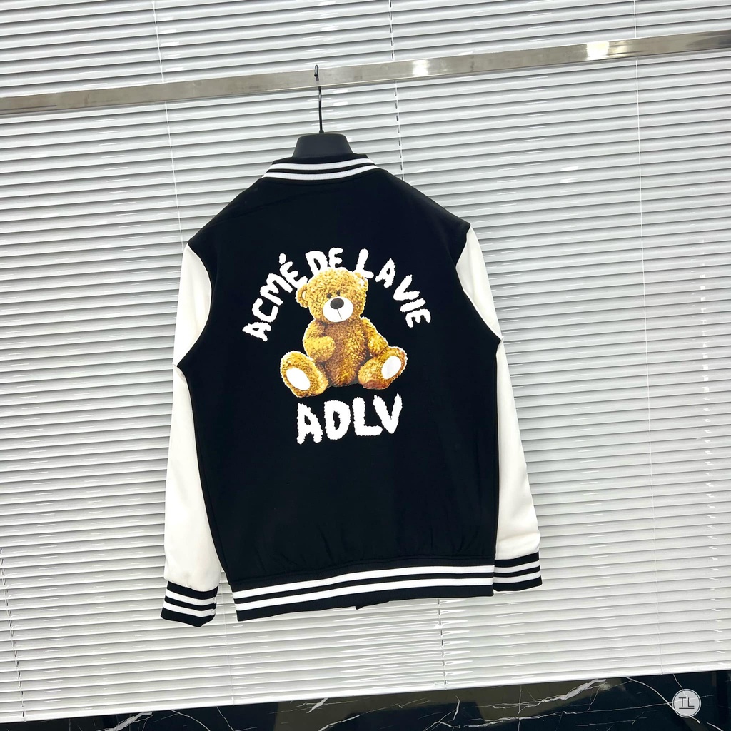 Áo Bomber THOME Gấu ADLVV Cao Cấp, Chất Nỉ Dạ Bao Dày Dặn Phối Chữ