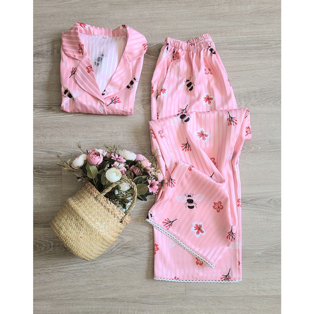 ĐỒ BỘ PIYAMA  𝓢𝓪𝓵𝓮 𝓼𝓸̂́𝓬[𝘼̉𝙣𝙝 𝙩𝙝𝙖̣̂𝙩 + 𝙑𝙞𝙙𝙚𝙤] vải Lụa gấm mềm mại