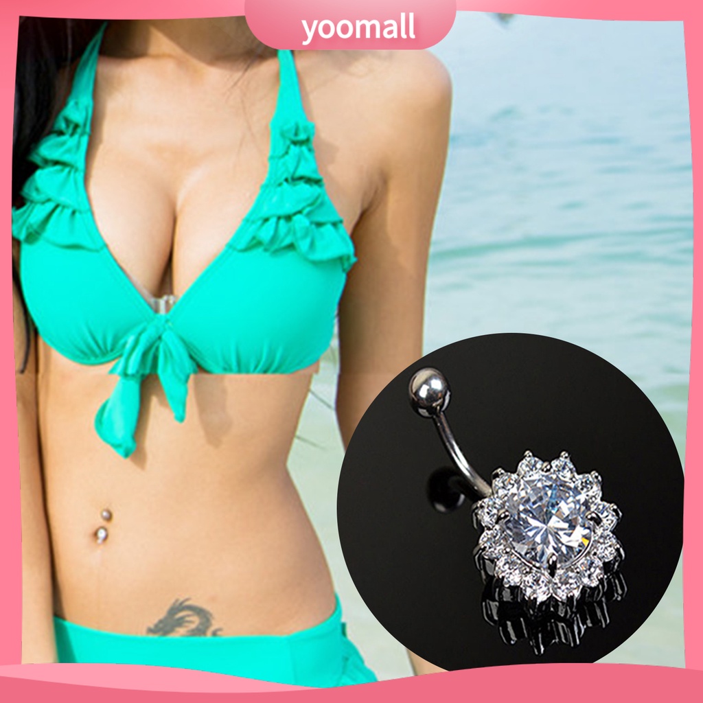 Khuyên Rốn Đính Đá Bằng Thép Y Tế