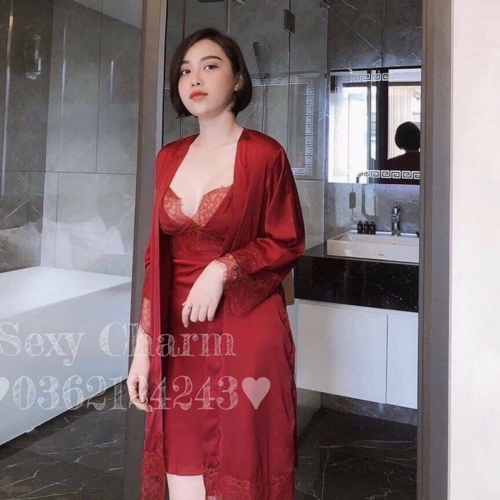 (Hàng có sẵn, Freeship) Bộ ngủ lụa 2 dây viền ren có đệm ngực,chỉnh dây vai (video+ảnh thật) | BigBuy360 - bigbuy360.vn