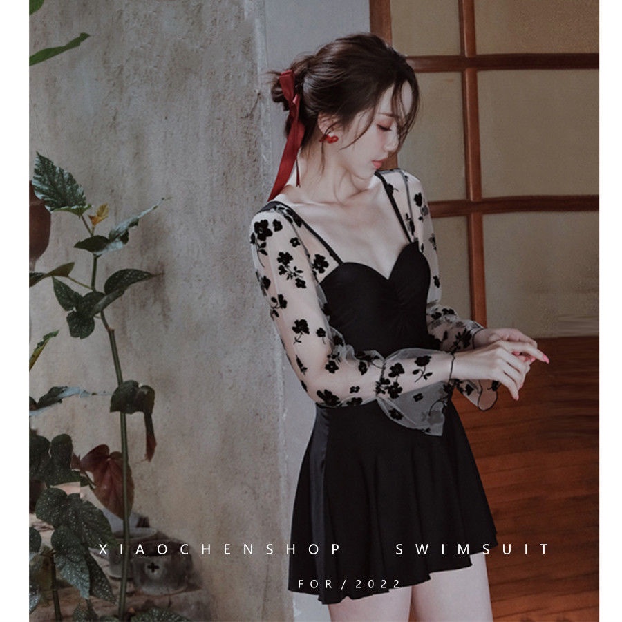 Đồ Bơi Một Mảnh Tay Dài Che Bụng Mỏng Nhẹ Thời Trang Mùa Xuân Mới