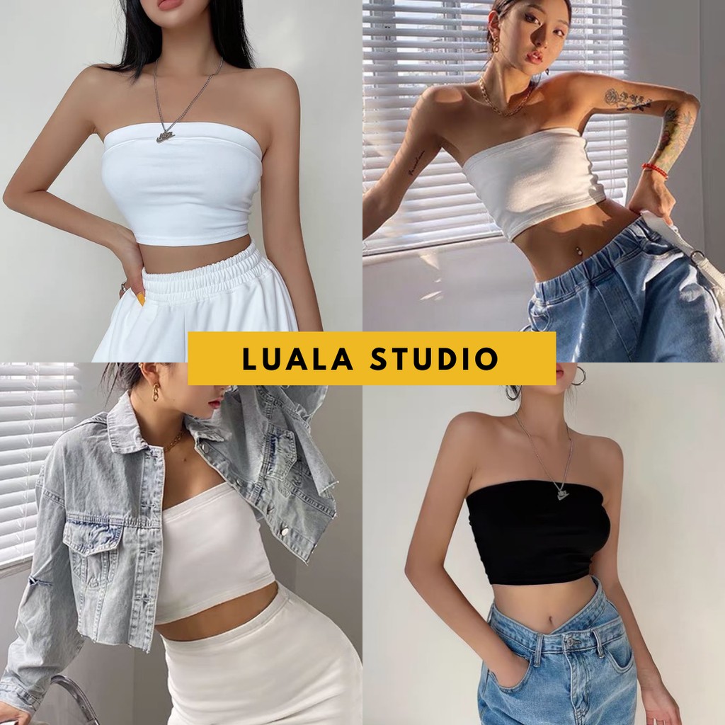 Áo ống croptop nữ Luala kiểu ôm sexy chất thun cotton, quây ngang màu trơn mặc trong vest/sơmi, quay thun ngực đơn giản