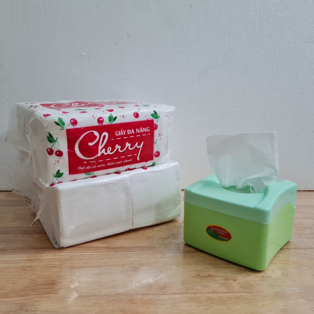 Cây (10 bịch) khăn giấy rút CHERRY cao cấp không bụi, mềm, mịn, sạch dành cho quán ăn, trường học