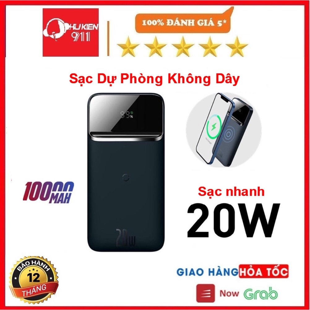 Sạc Dự Phòng Baseus PPCXW10 10000mAh Từ Tính Không Dây Sạc Nhanh 20W