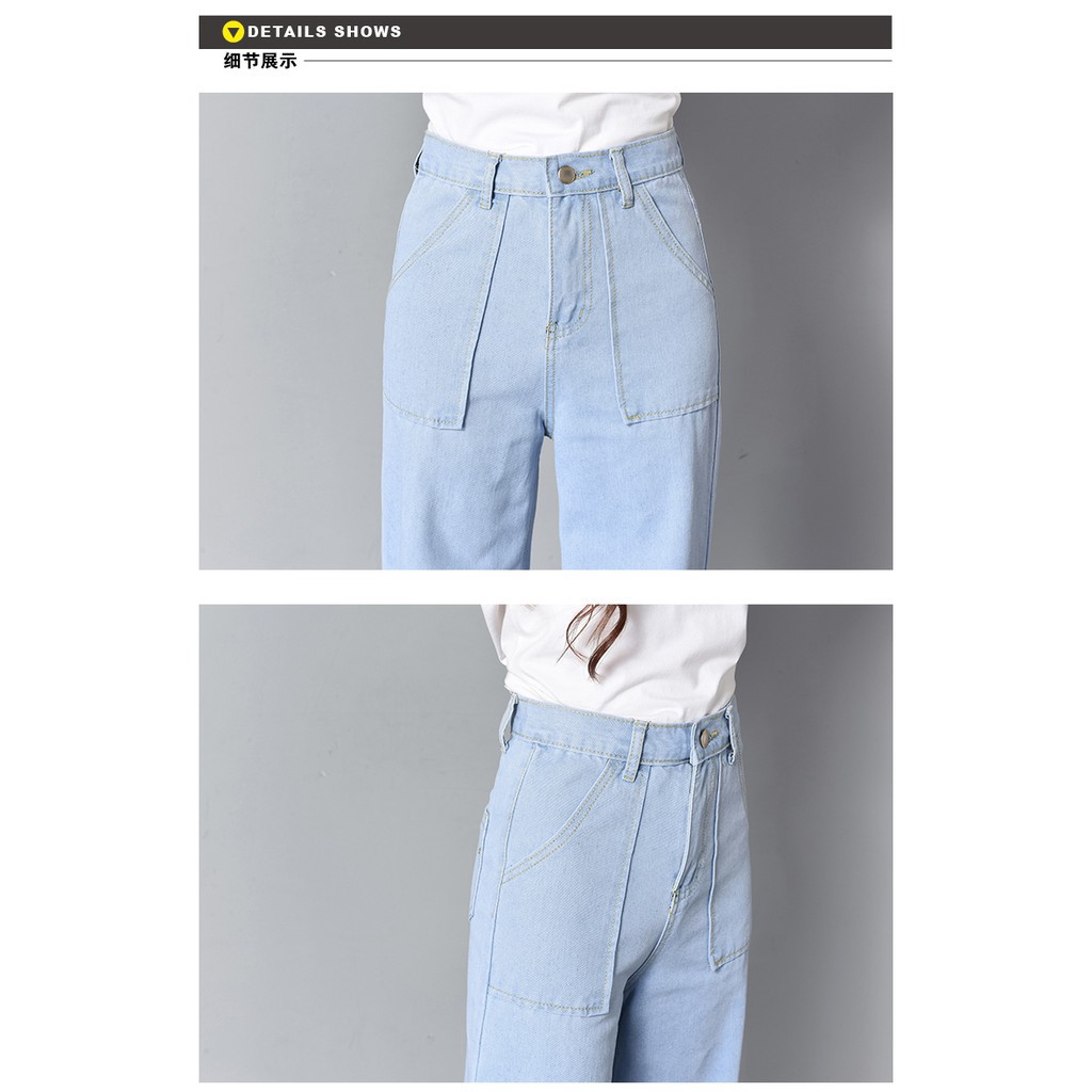 Quần jeans nữ lưng cao ống rộng | BigBuy360 - bigbuy360.vn