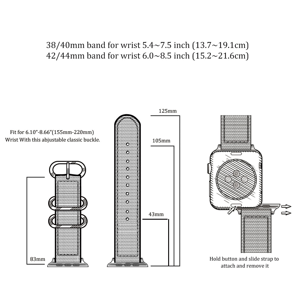 Dây Nylon Cho Đồng Hồ Apple 4 / 3 / 2 / 1 (42Mm / 38mm)