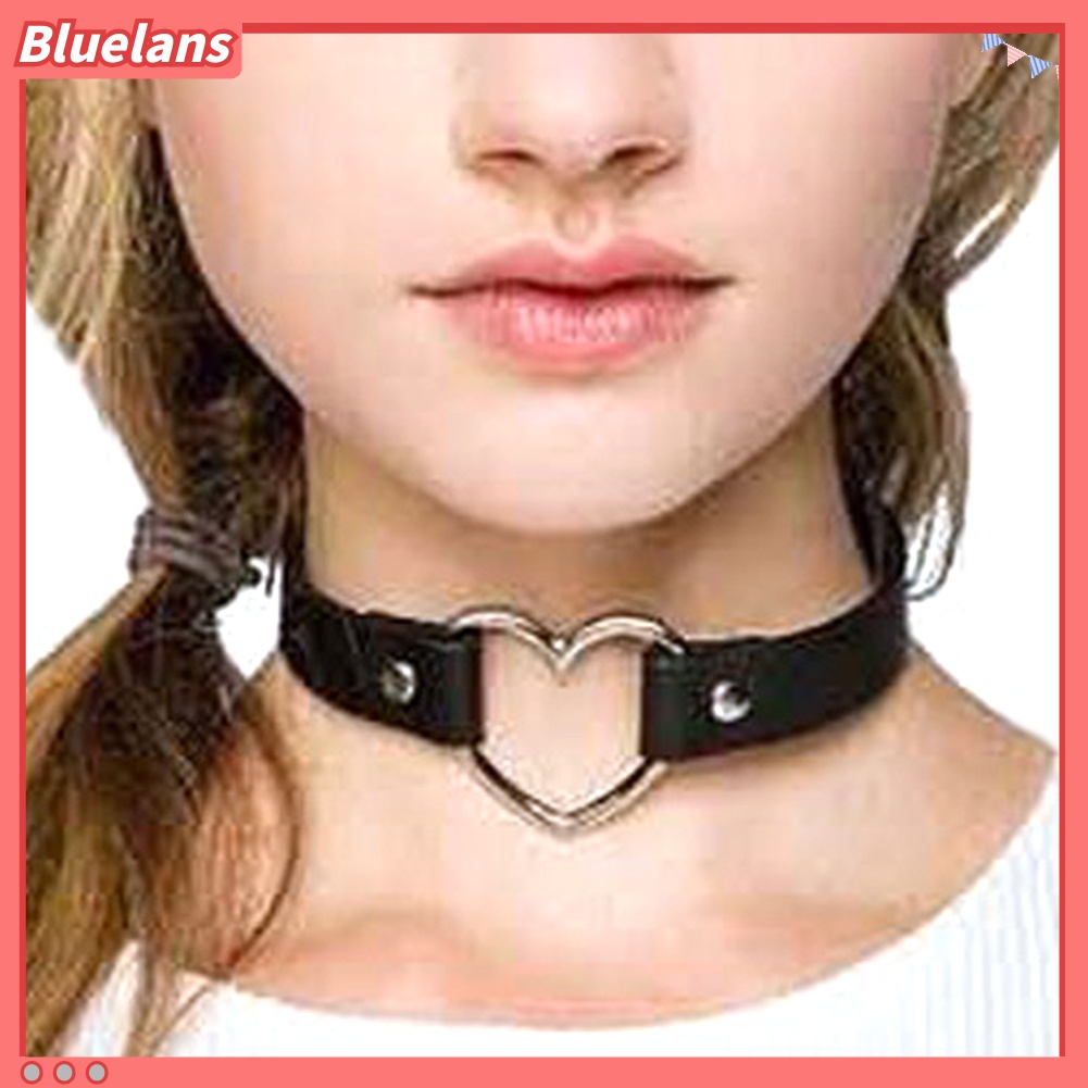 Vòng Cổ Giả Da Mặt Trái Tim Phong Cách Punk Thời Trang Chỉnh Được 48h Dành Cho Bạn Nữ