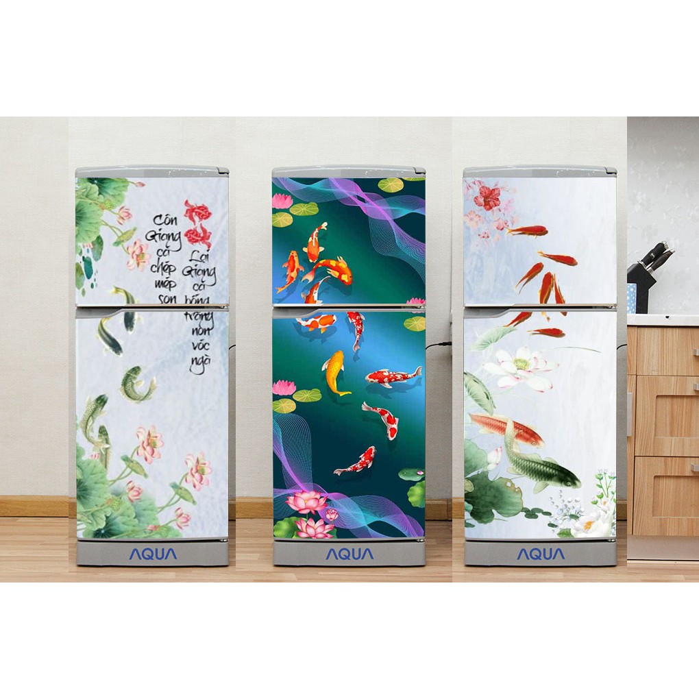 Sỉ - lẻ miếng dán decal tủ lạnh - Chất liệu decal cao cấp siêu bền chống nước, nấm mốc - Mẫu Cá Chép
