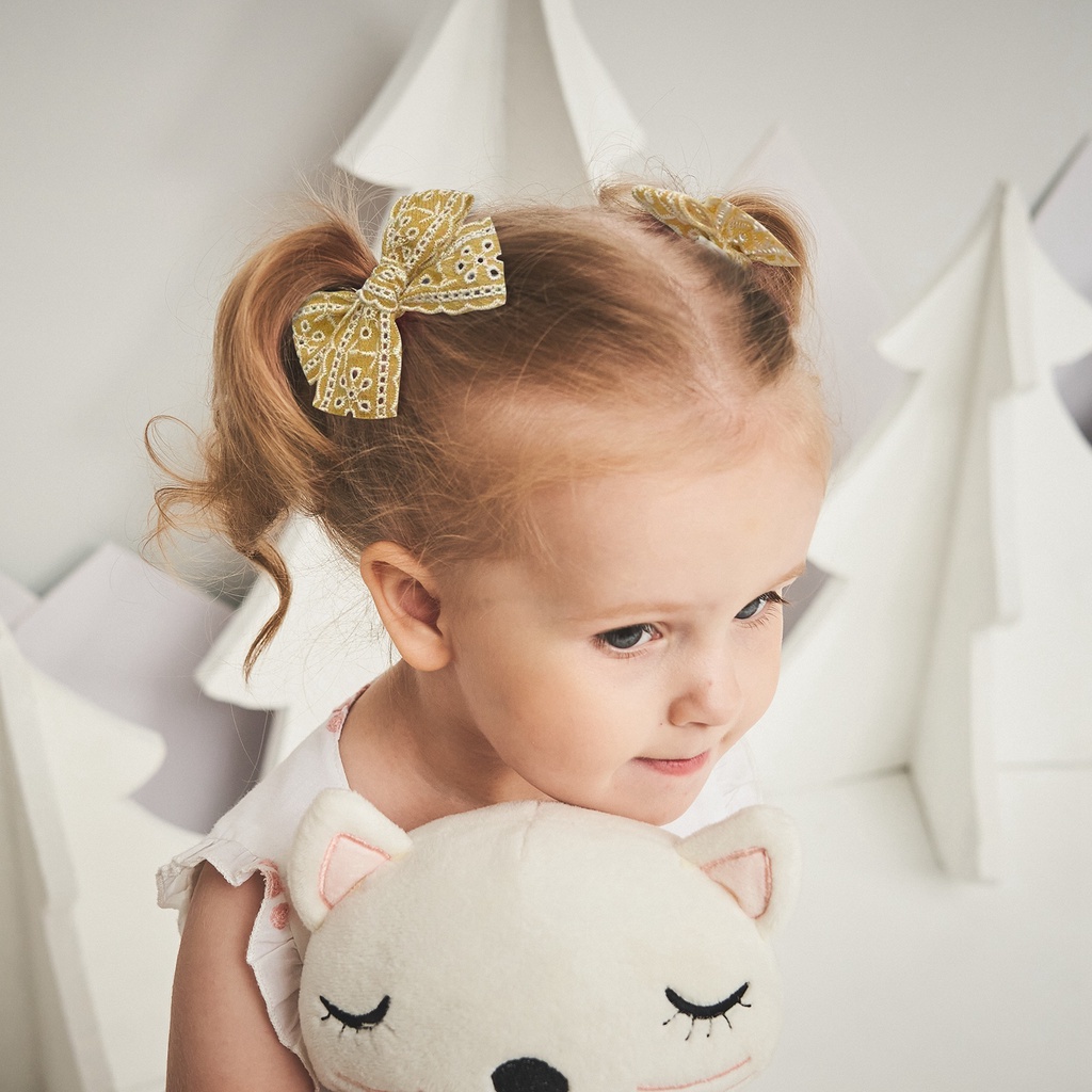 RainBow Bows Set 4 Kẹp Tóc Nơ Ren Mini Dễ Thương Dành Cho Bé Gái