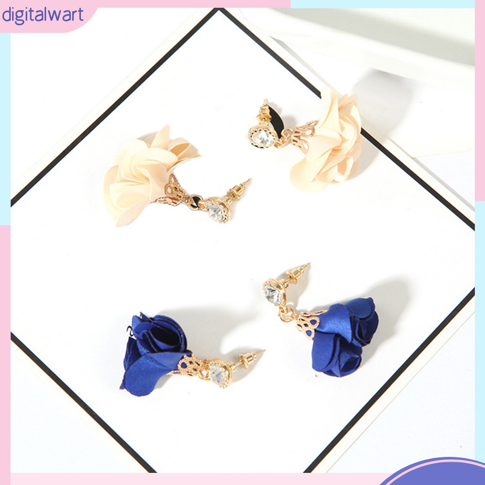 Đôi bông tai hình hoa trang trí đính đá thời trang cho nữ