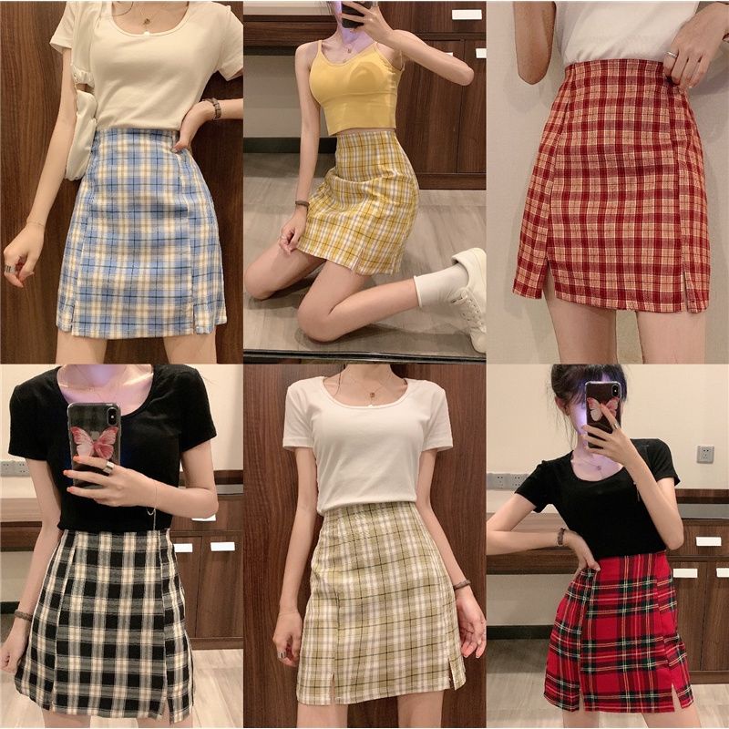 Chân váy midi cotton lưng cao xẻ tà đơn giản thời trang phong cách Hàn Quốc cho nữ