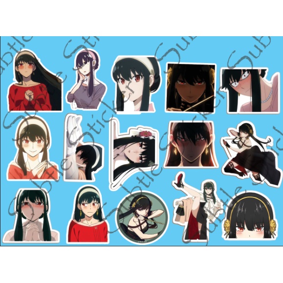 - Set 10/15 Sticker Yor/Yor Forger hình dán anime  tráng trí laptop, vali, điện thoại...siêu đẹp