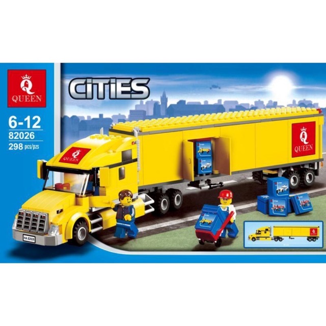 Đồ chơi xếp hình city urban x19068 lepin 02036 lắp xe ô tô tải vàng
