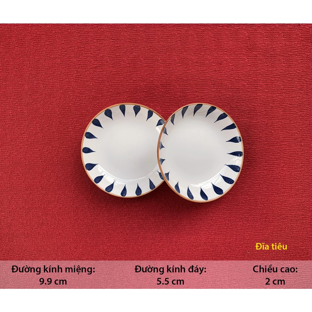 Đĩa gia vị Bát Bảo, đường kính 4", SY116, Sản phẩm bằng sứ bền, đẹp, rẻ, Since_1977