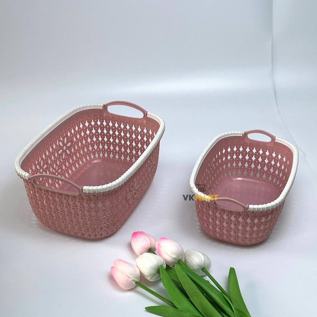 Giỏ nhựa hoa, Rổ đựng đồ Việt Nhật, có tay cầm tiện dụng đa năng 3377