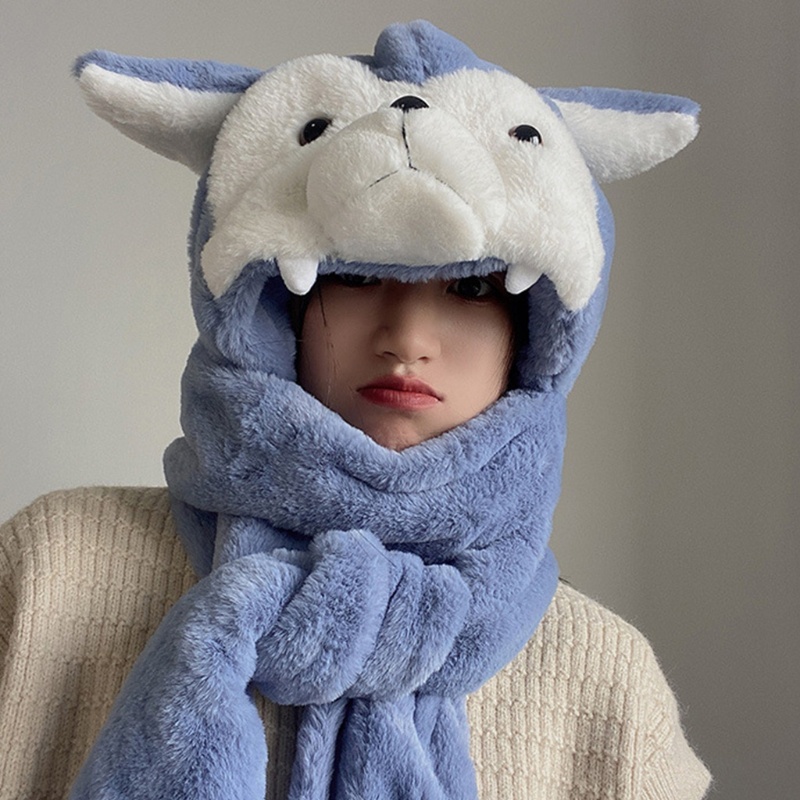 Bộ Mũ Trùm Đầu Và Găng Tay 3 Trong 1 Giữ Ấm Mùa Đông Thoải Mái Họa Tiết One Piece Cho Nữ