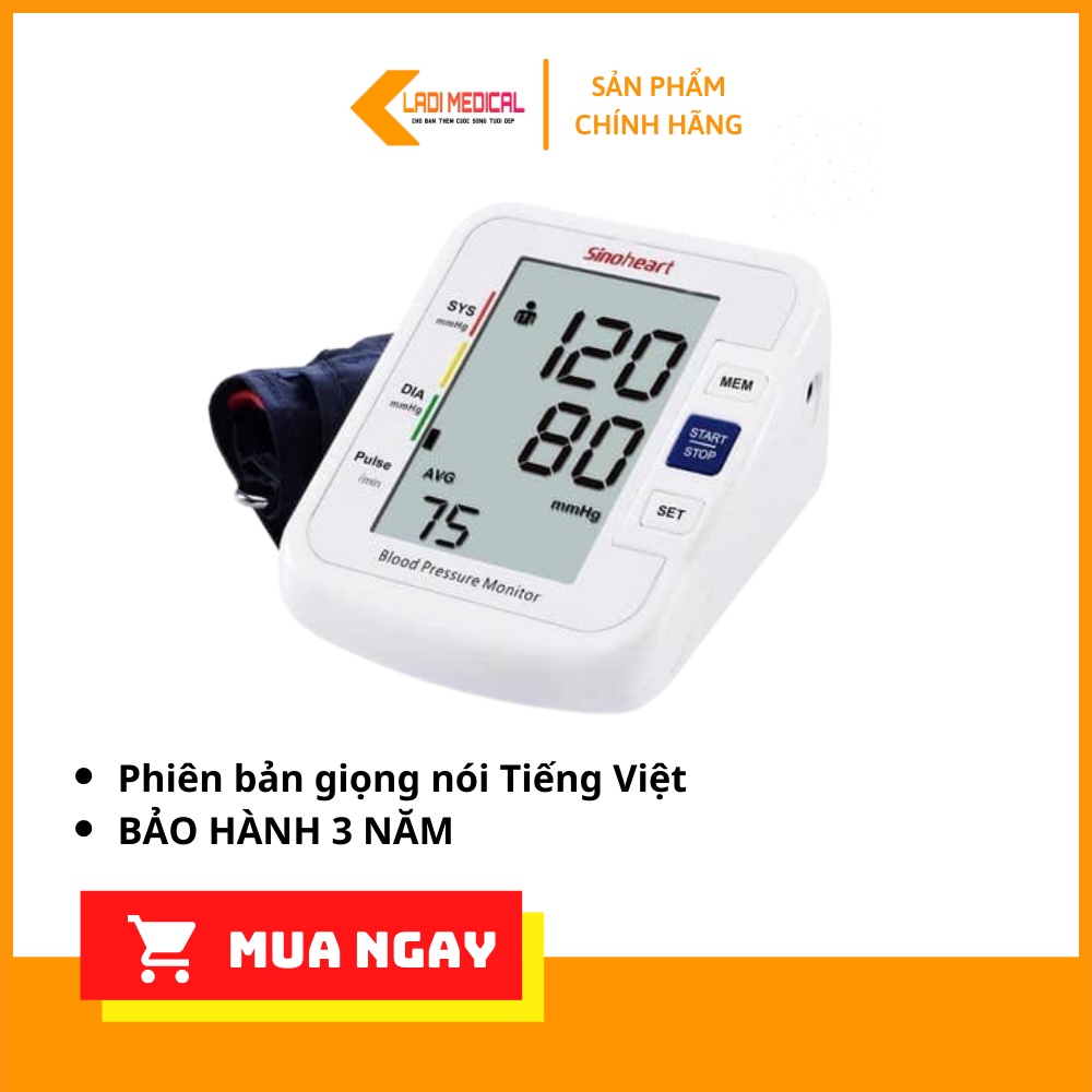 Máy đo huyết áp bắp tay Sinocare BA-801 Công nghệ Đức phiên bản giọng nói Tiếng Việt