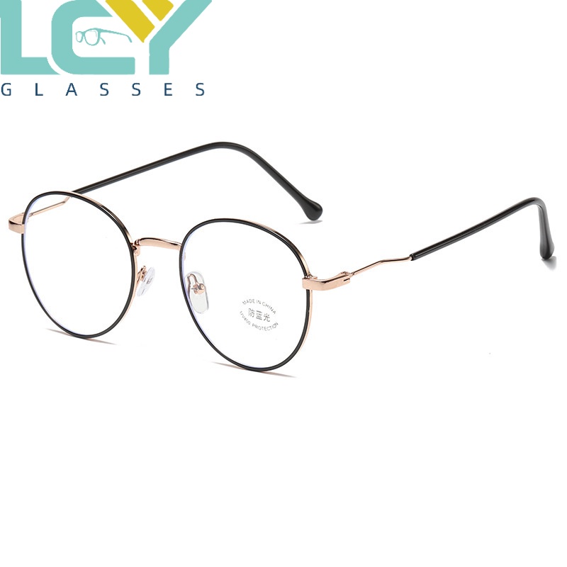 Mắt Kính Gọng Tròn Chống Ánh Sáng Xanh Chất Liệu Kim Loại Thời Trang Phong Cách Hàn Quốc 8002