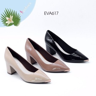 Giày đế trụ 5p cao gót của Evashoes. Êm mềm dễ đi. Mũi nhọn không đau chân. Đứng cả ngày không mỏi. Da bóngsang chảnh ôm