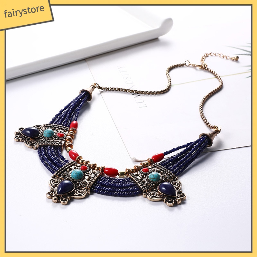 Vòng cổ hợp kim đính đá phong cách boho tùy chọn màu sắc