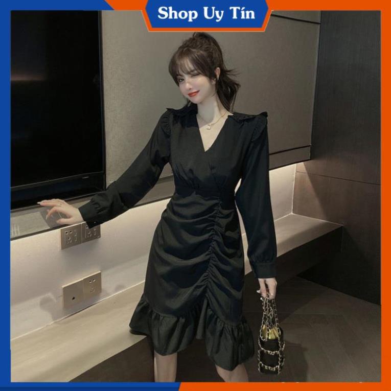 Váy Đi Dự Tiệc Cưới Sang Trọng  Đầm Công Sở Trẻ Trung Nhún Eo Ôm Body Thiết Kế Vải Lụa Thun, Màu Trắng Đen VD016 | BigBuy360 - bigbuy360.vn