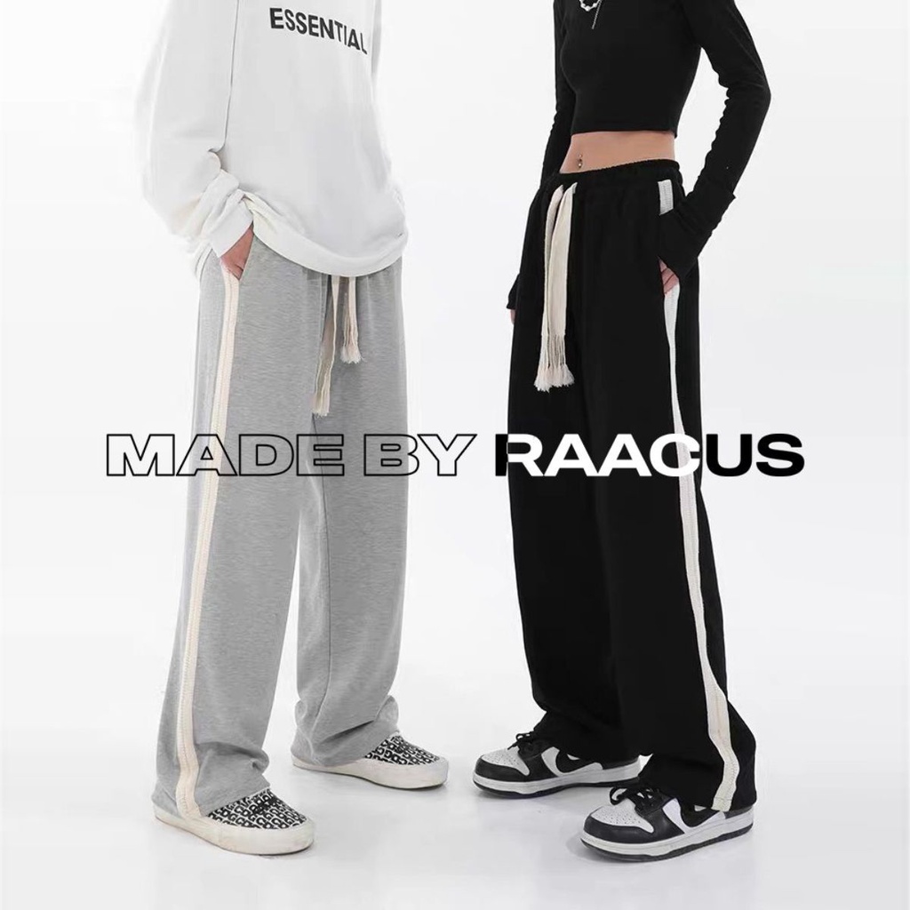 Quần ống rộng len tăm sọc trắng PATOMI.STUDIO dáng suông unisex, quần ống suông nam nữ chất len tăm  -QD04