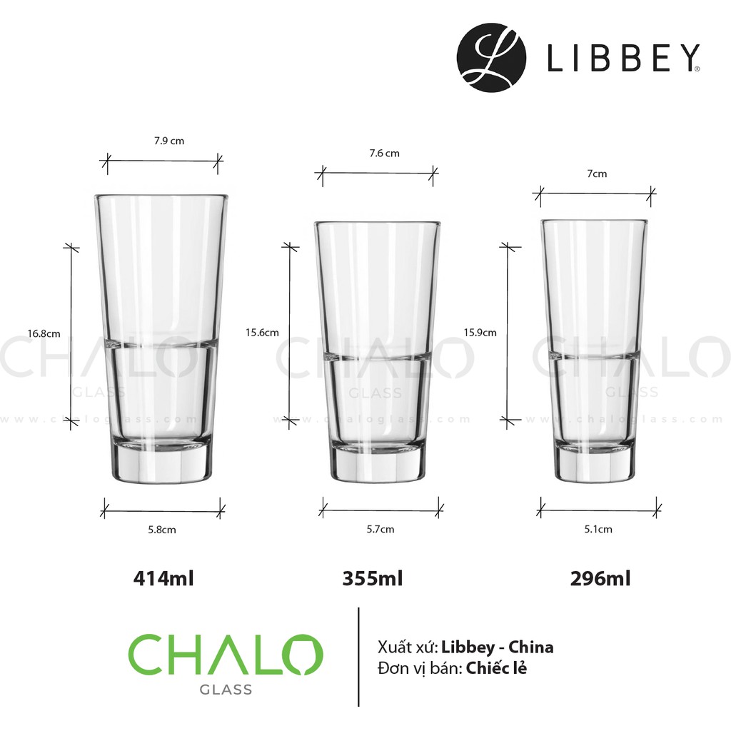 [Chính hãng] Ly thủy tinh Libbey Duratuff Endeavor Beverage  296ml - 355ml - 414ml-  15711 - 15713 - 15714