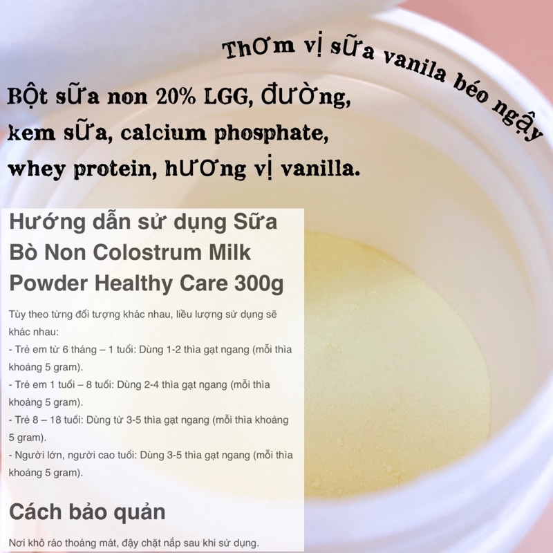 Sữa bò non Healthy Care Colostrum Milk Powder 300gr ( DATE 10/2023 )
