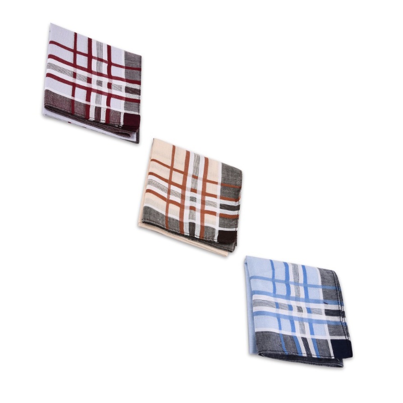 Khăn Tay Cotton Vuông Kẻ Sọc Cổ Điển Thiết Kế Bỏ Túi Cho Nam