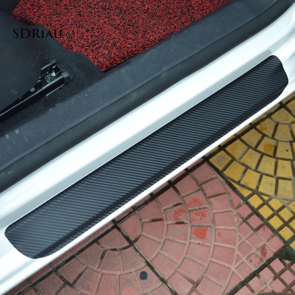 Set 4 sticker bằng carbon 4D chống trầy bảo vệ cho cửa xe hơi