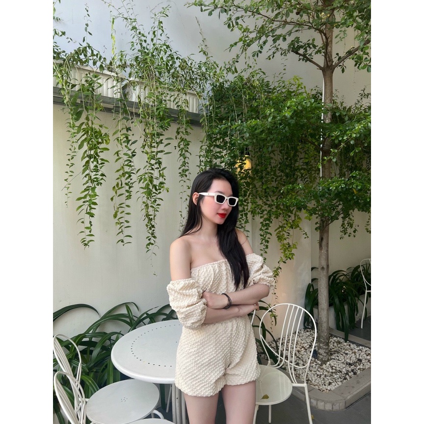 set bộ dễ thương chất xốp áo trễ vai quần short mẫu mới kth