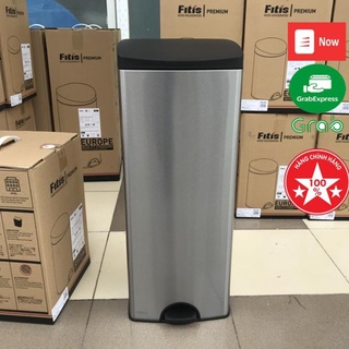 Thùng rác inox FITIS đạp vuông lớn dùng trong nhà bếp phòng khách văn phòng 22l