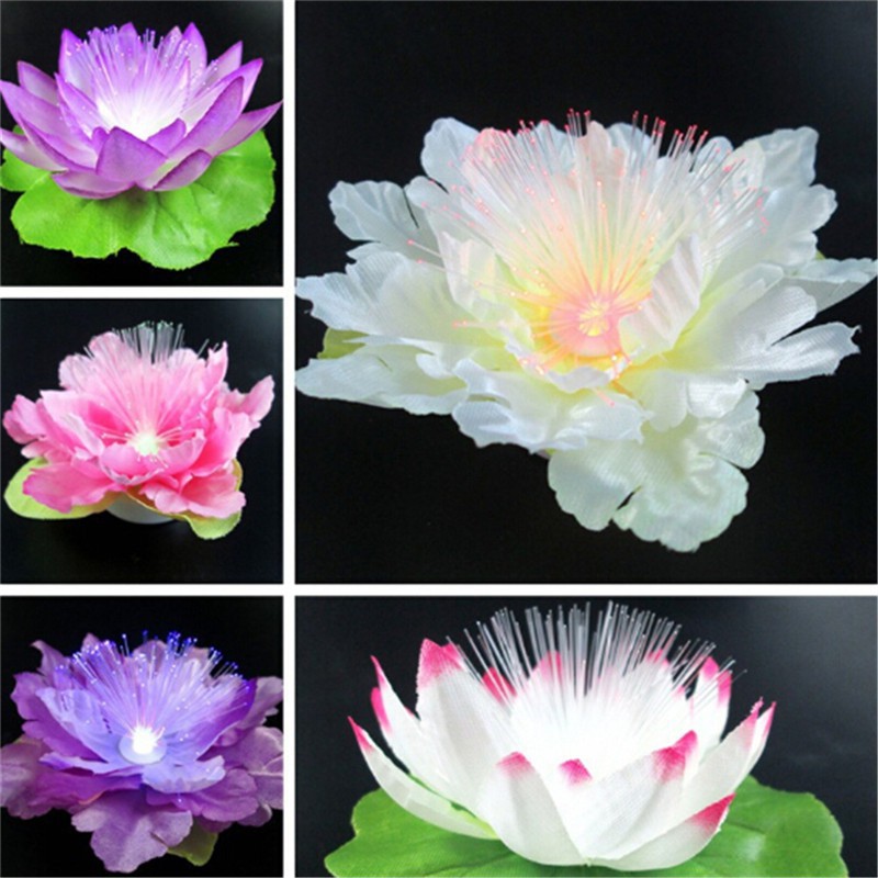 LED Flash Fiber Lotus Flower Night Light Decoration Luminous Kids Gift Toy