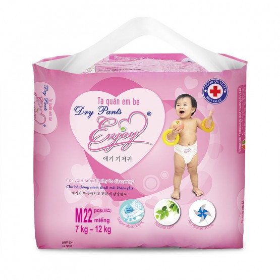 [Nhập mã giảm 10%] [BG]Bộ 3 Tã Quần Enjoy Baby Dry Pant  bịch nhỏ đủ size S24/M22/L20/XL18/XXL16