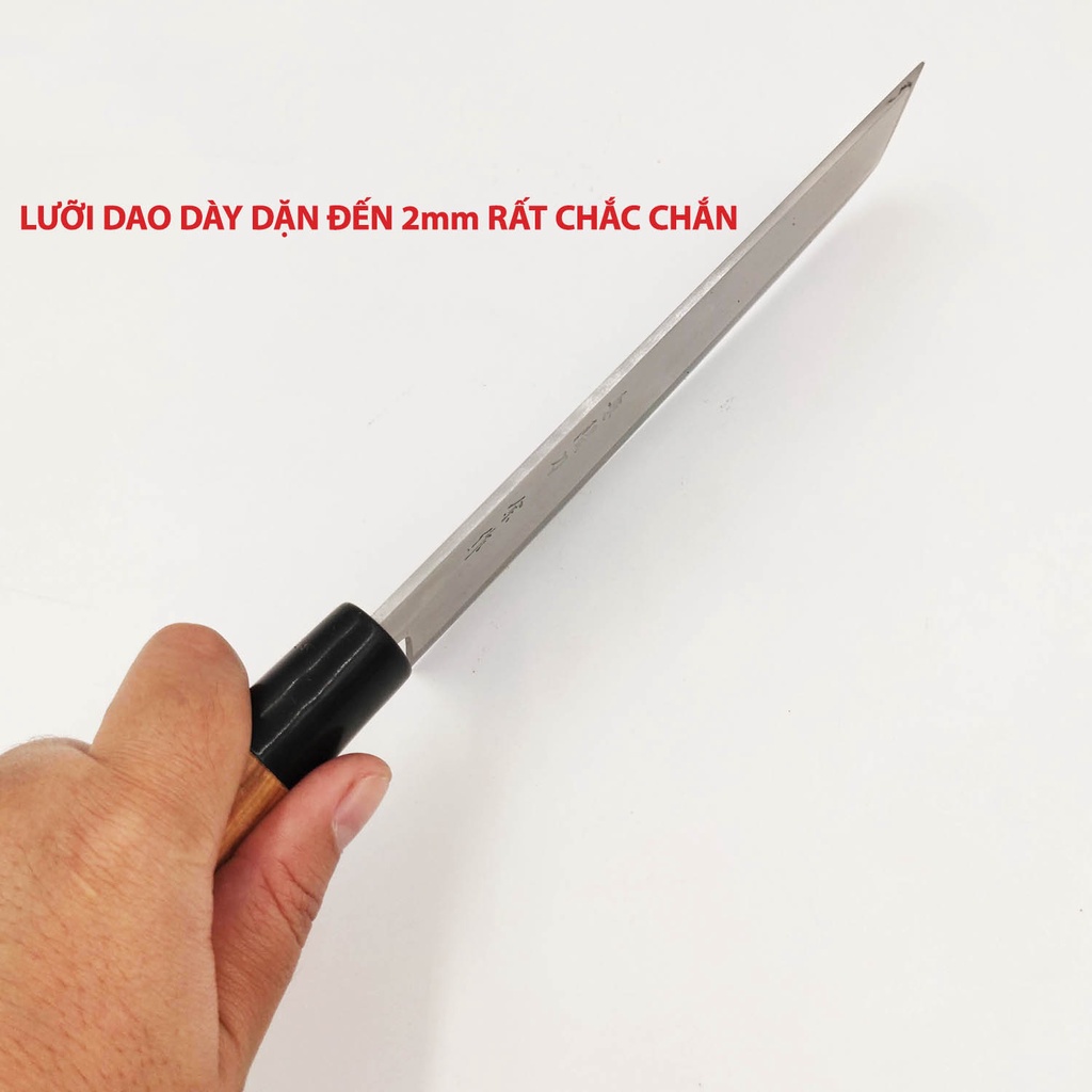 Dao thái Nakiri Nhật Bản cán gỗ cao cấp không hút nước, lưỡi thép 17cm Dao-8
